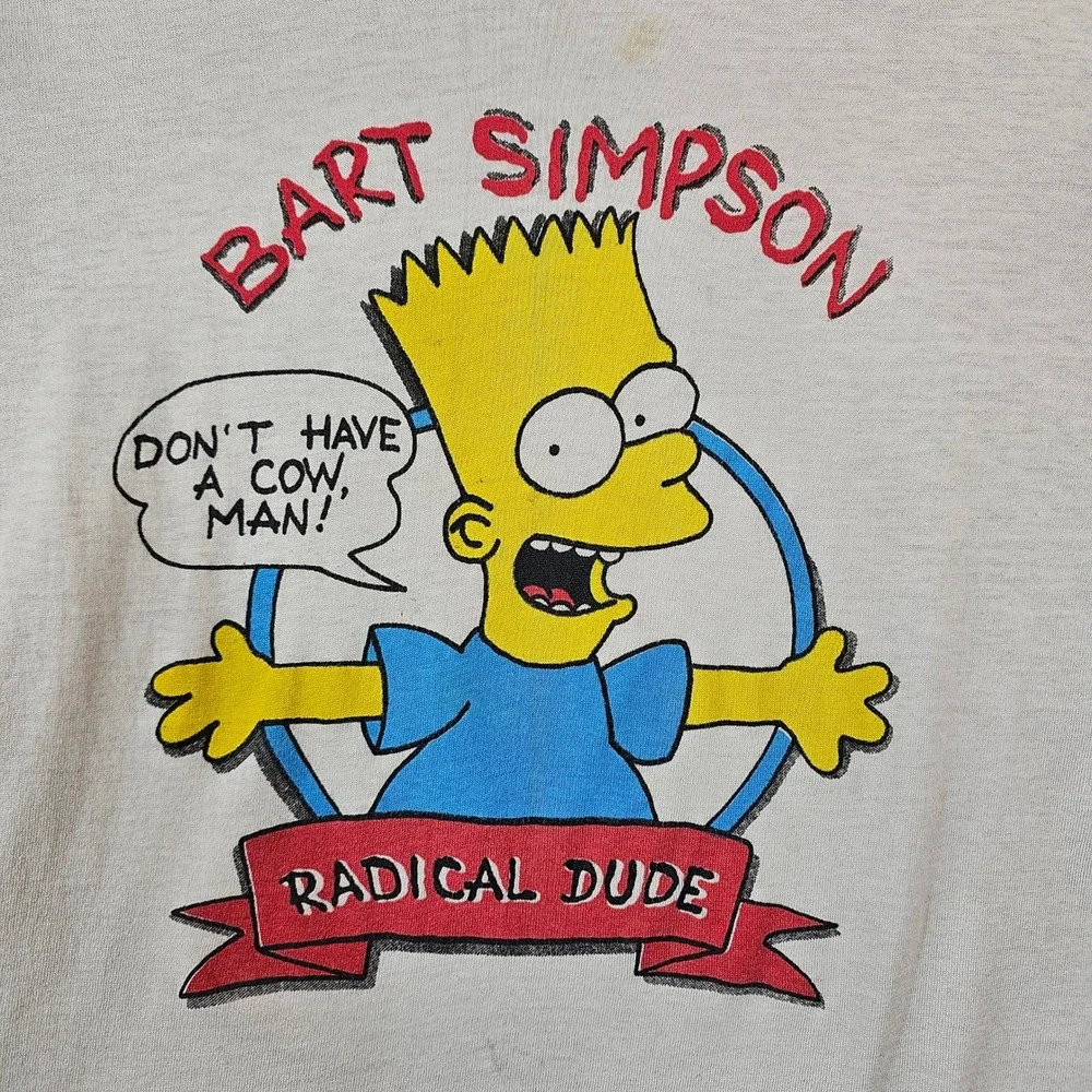 VTG Sherry Bart Simpson Shirt Kids 14-16 Dont Have A Cow Man Radical Dude 90s
